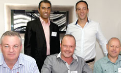 Seated: Brian Wynberger, MJ Oosthuizen, Bertus van Jaarsveld. Standing: Jeremy Padayachee, Roy Alves.